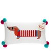 Stickter Kissen mit Pom Poms - Wursthund