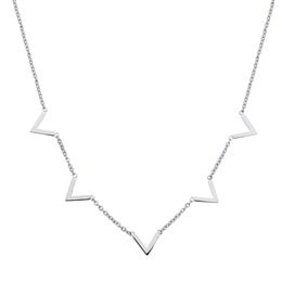 Silver necklace with V-shaped pendant, modern and minimalist design, suitable for everyday wear.
