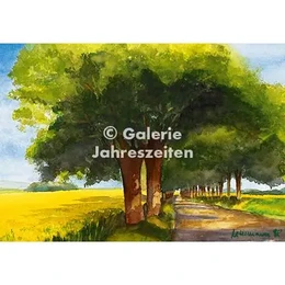 Allee mit Raps | Avenue with Rapeseed | Fine Art Card Blank