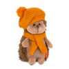 Knuffel, Life, Fluffy the Hedgehog in een mosterdkleurige baret 25cm
