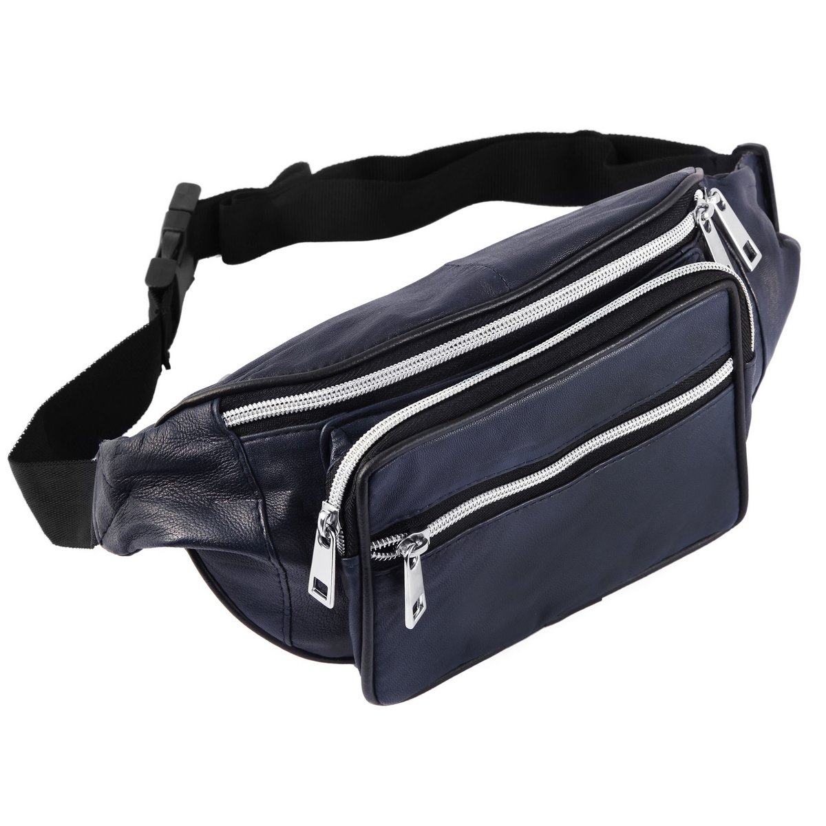 Steinmeister Hüfttasche/ Bauchtasche aus Echtleder, dunkelblau