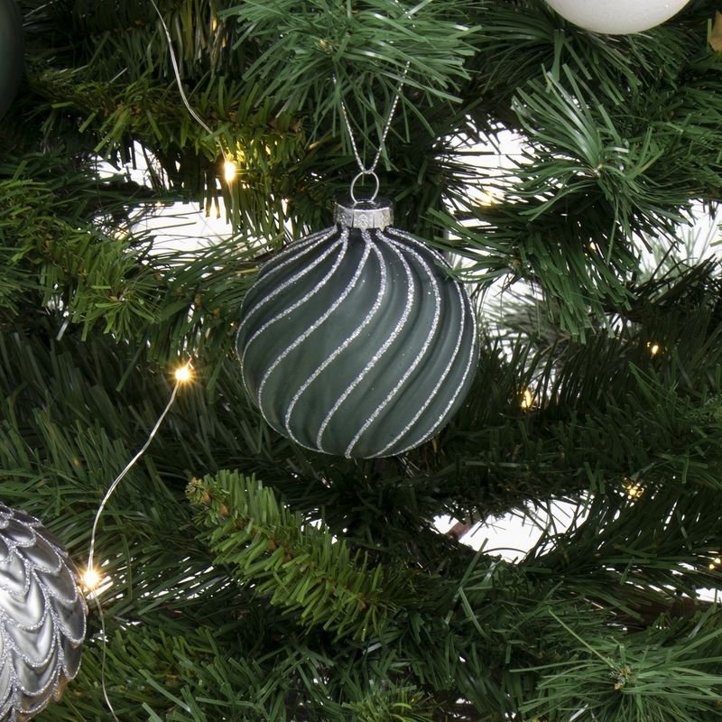 NAVIDAD - BOLA CRISTAL 8CM  DETALLE PURPURINA HH3046375 NO11
