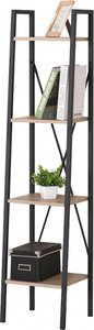 Narrow Etager Cabinet 4 Planks | Storage cupboard open | Bookcase with 4 layers Rural racking cupboard Matte black
