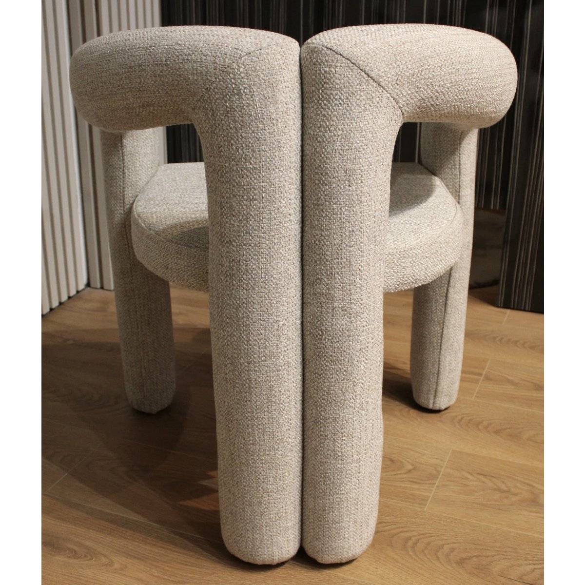 A&B DESIGN Eetkamerstoel Japandi Chenille zand White Beige