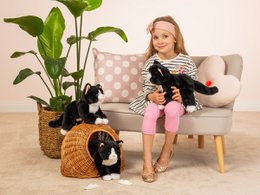 Bungelende kat zwart 30 cm - knuffel - knuffel