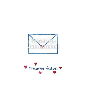 Aquarelkaart droomvervuller | Envelop & harten | Blauw