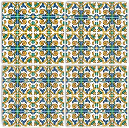 Steinuntersetzer-Set - Blaue und Grüne Ornamente