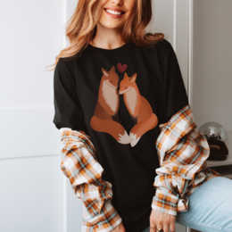 T-Shirt Foxes Love BIOLOGISCH KATOEN - Paar Shirt Fox Gift