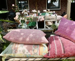Poszewka na poduszkę Vintage Kantha 40x60 cm delikatny róż