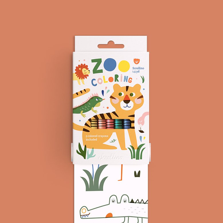 Farvelægning med zoologisk dyr - Scrollino Zoo Coloring
