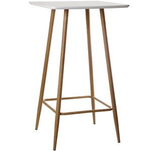 BAR TABLE+90992 WHITE WOOD/WOOD COLOR METAL LEGS _60X60X102CM LL40416