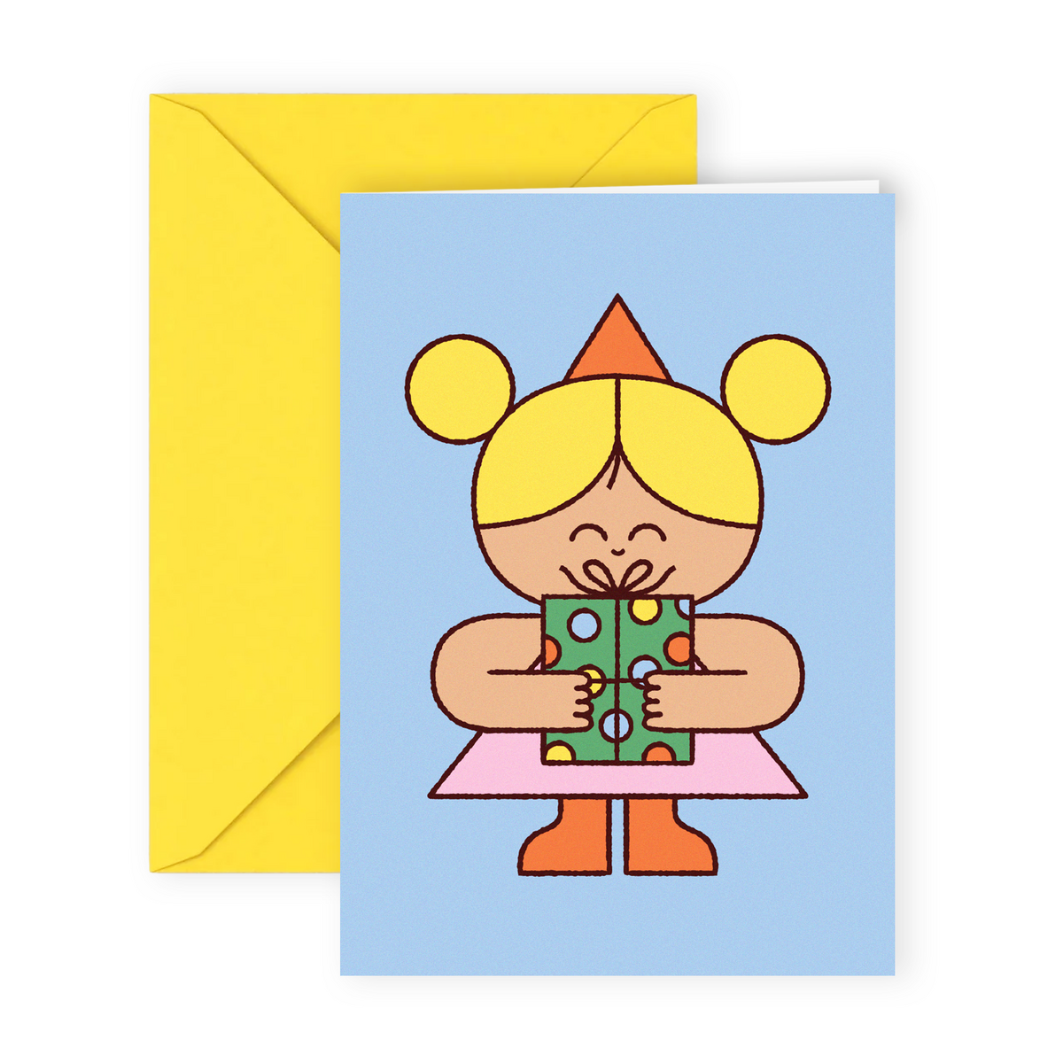 Geburtstagskarte Blaues Partygeschenk (A6-Format)