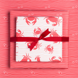 Cangrejo de papel de envoltura roja - Papel de envoltura para niños Animales marinos, empaque de regalos marítimos Verano