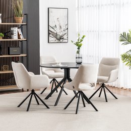 Drejelig - Spisestuestole med armlæn sæt af 2 - Olivia - Beige - Stof