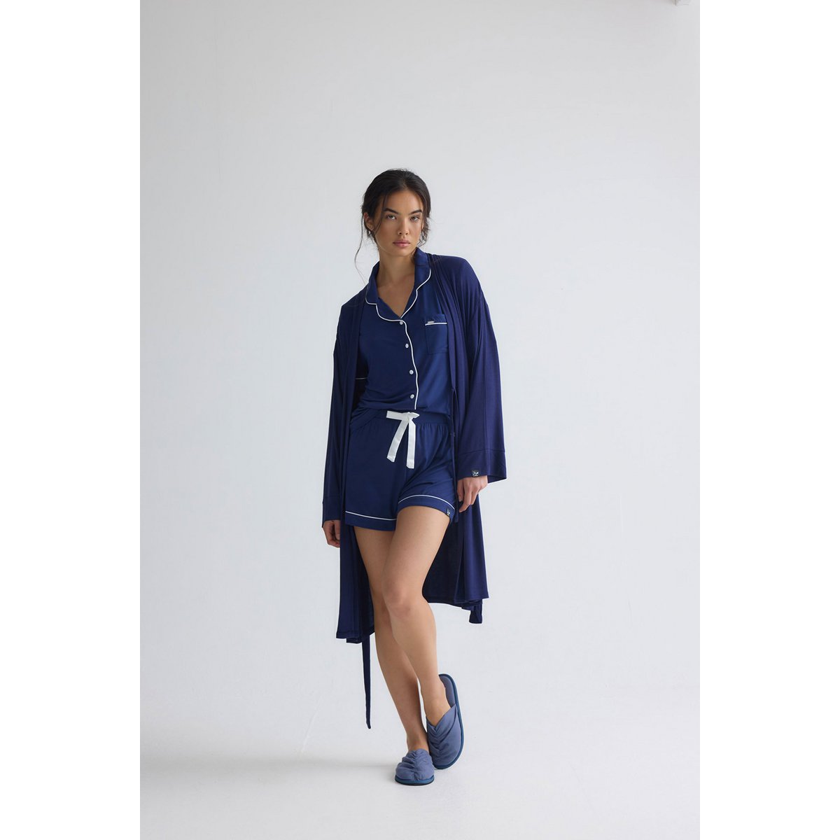 Bambus-Hemd-Shorts-Set in Mitternacht