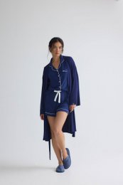 Bambus-Hemd-Shorts-Set in Mitternacht