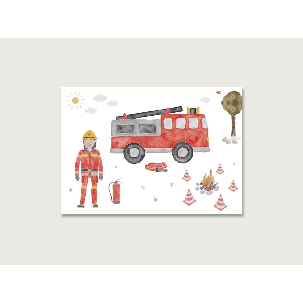 Ansichtkaart "Brandweer" P_77 | voor kinderen | Uitnodiging | Verjaardagsuitnodiging | Brandweerwagen | Brandweerman | jongens || HART & PAPIER