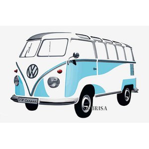 Volkswagen VW T1 Bus Muurtattoo - Silhouet/Blauw