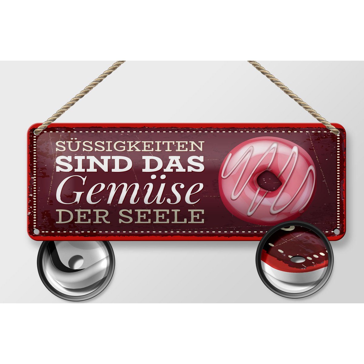Blechschild Spruch 27x10 cm Süßigkeiten sind das Gemüse der Seele Deko Schild