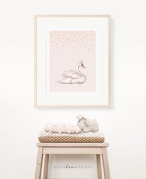 Swan poster, ballet poster, ballerina poster, ballet print, ballet poster, girls room poster, girls nursery poster, pink girls room decor