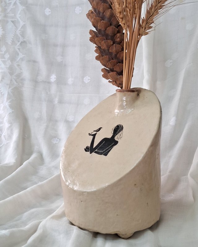 Florero | Flores secas frescas de papel maché hechas a mano, ligeras