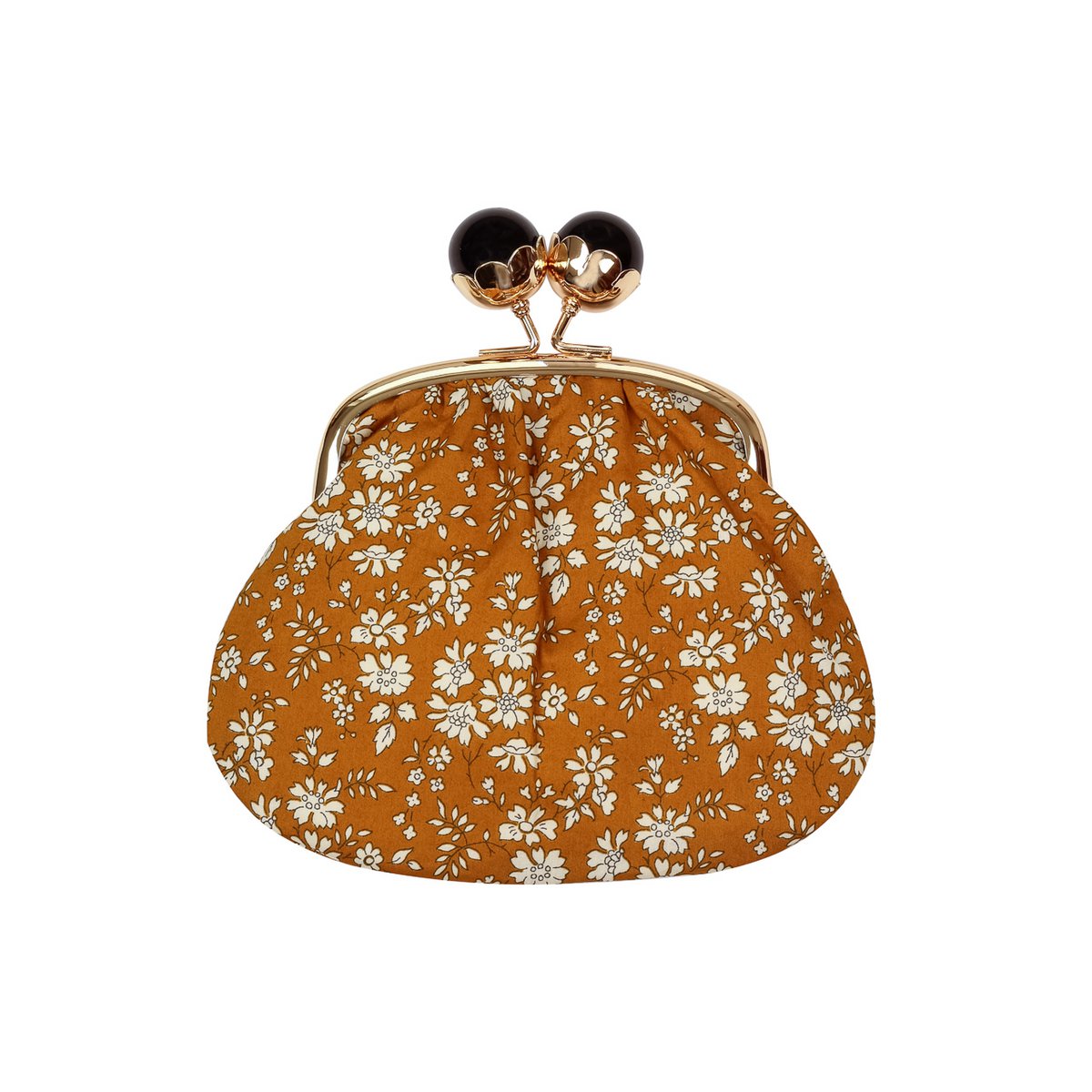 Handgemachte Geldbörse aus Liberty Stoff | Tiny flowers / Mustard | Artisan Accessory