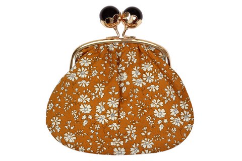 Handgemachte Geldbörse aus Liberty Stoff | Tiny flowers / Mustard | Artisan Accessory