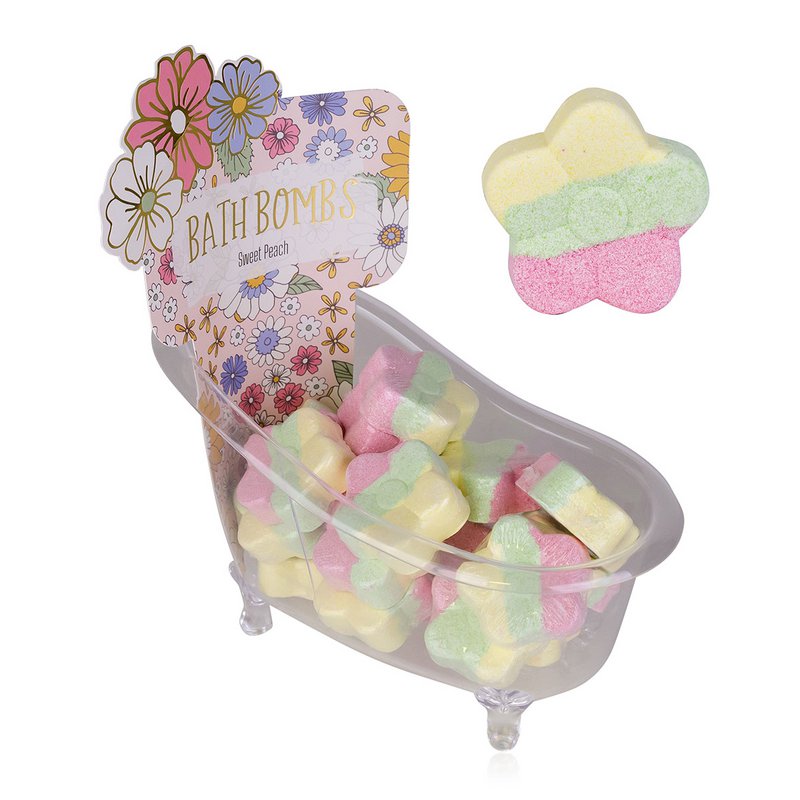 Bath bomb FLOWERS in flower shape, in bathtub display