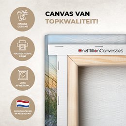 Canvas Maleri - Wall Decoration - Beach - Sun - Dune - Grass - Sand - Horizon