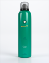 Green shower foam with organic macadamia, suitable for daily use.