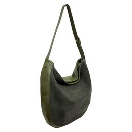 Leren Hobo-schoudertas met gespleten leren voorkant 58071
