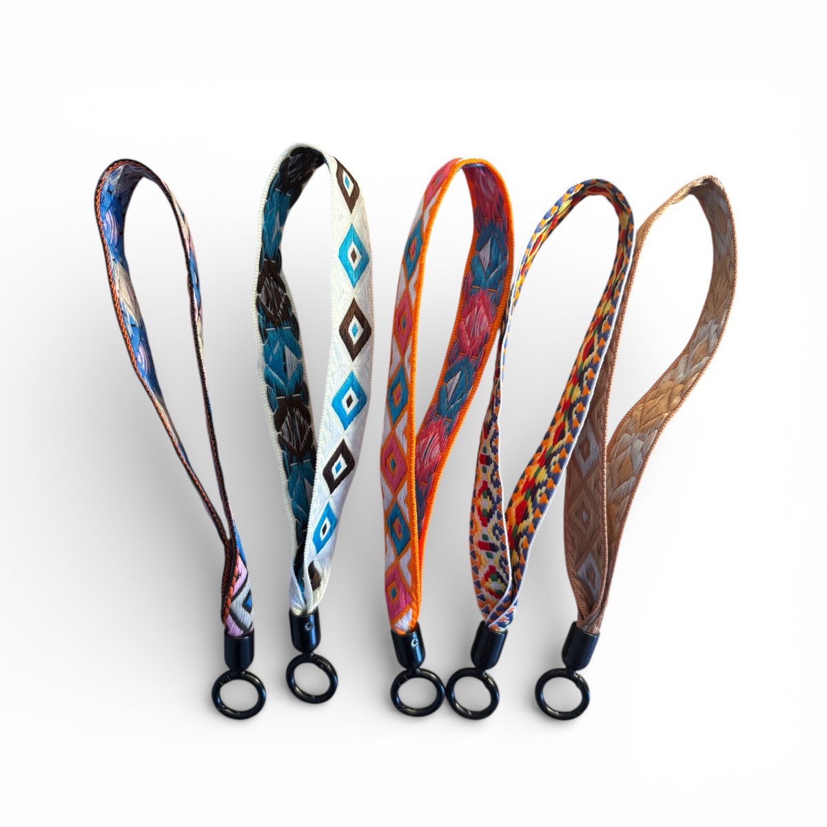 Sleutelhanger - Patroonband - Bruin-Wit