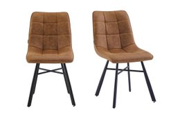 Krzesła do jadalni - Dexx - Cognac - Microfiber - Zestaw 2