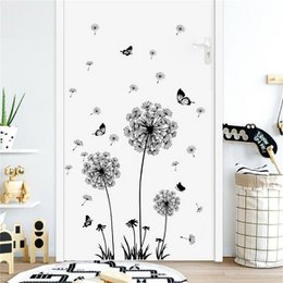 Sticker fleurs pissenlit et papillon