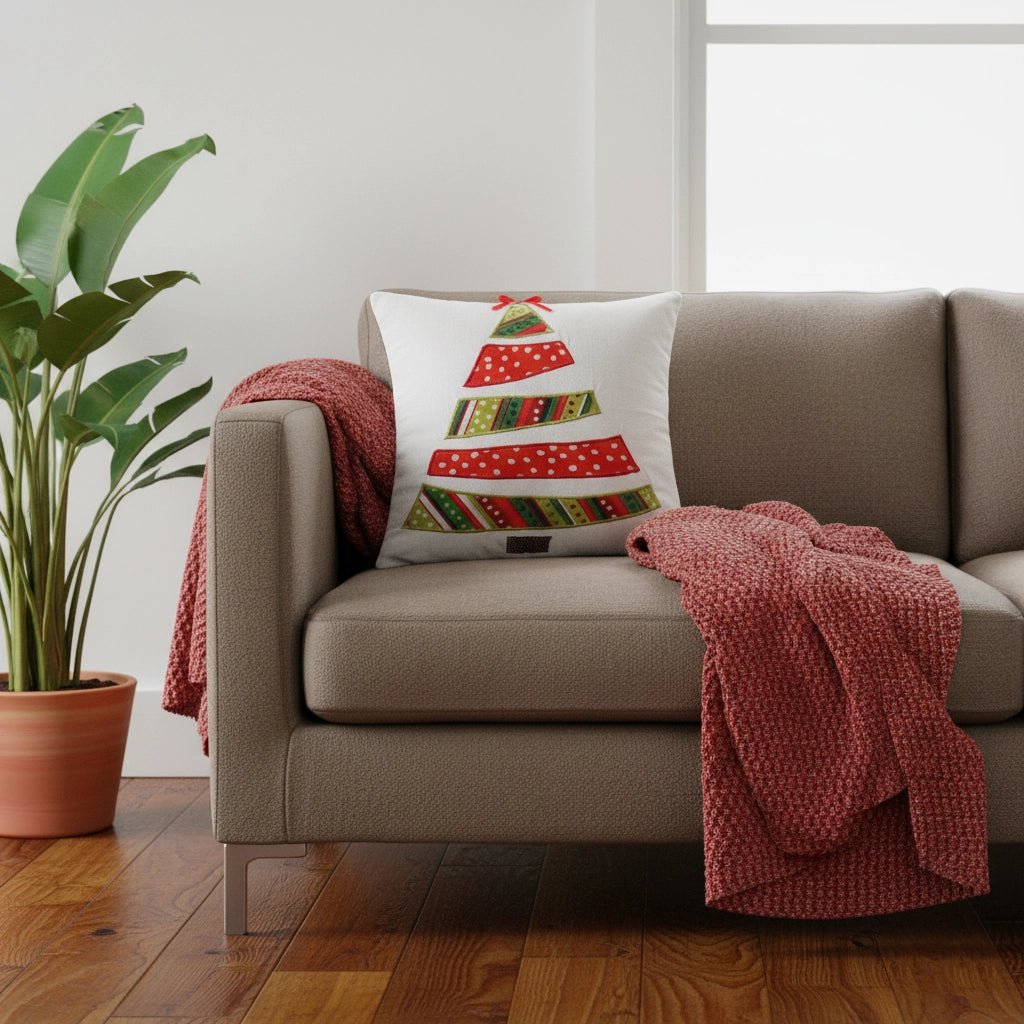 Árbol de Navidad colorido blanco y rojo – Funda de cojín / Kussenhoes – Navidad 45×45 cm – Urbane Hide