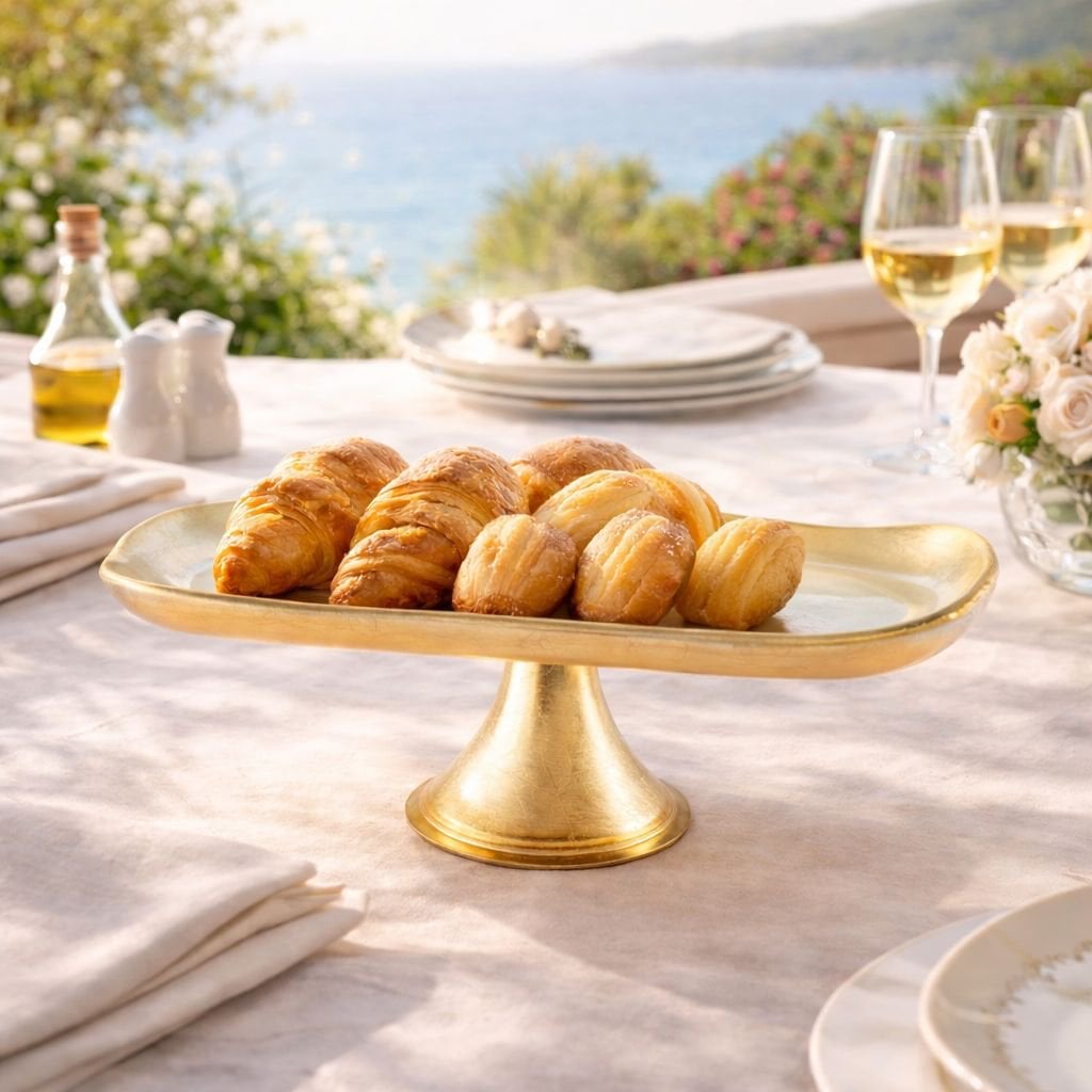 Cake dish golden on foot small model 27.5x14.5x10cm