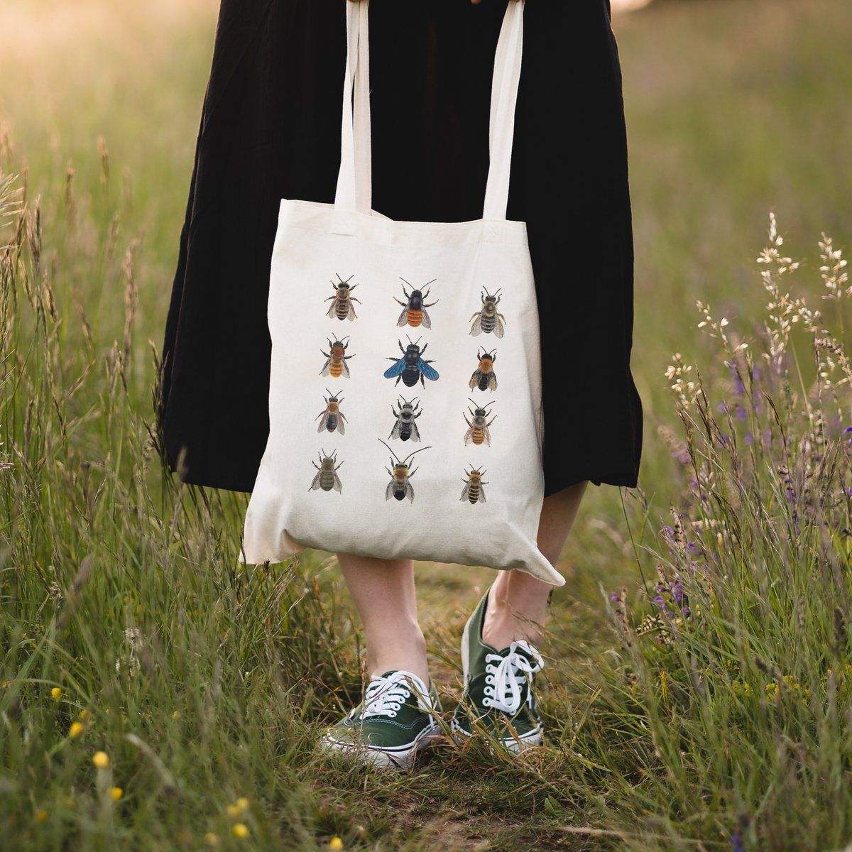 Sac en coton durable avec abeilles, sac mort