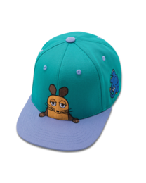 Turquoise and blue snapback hat with animal characters - mouse, elephant, and duck. Suitable for kids aged 1-8 years.