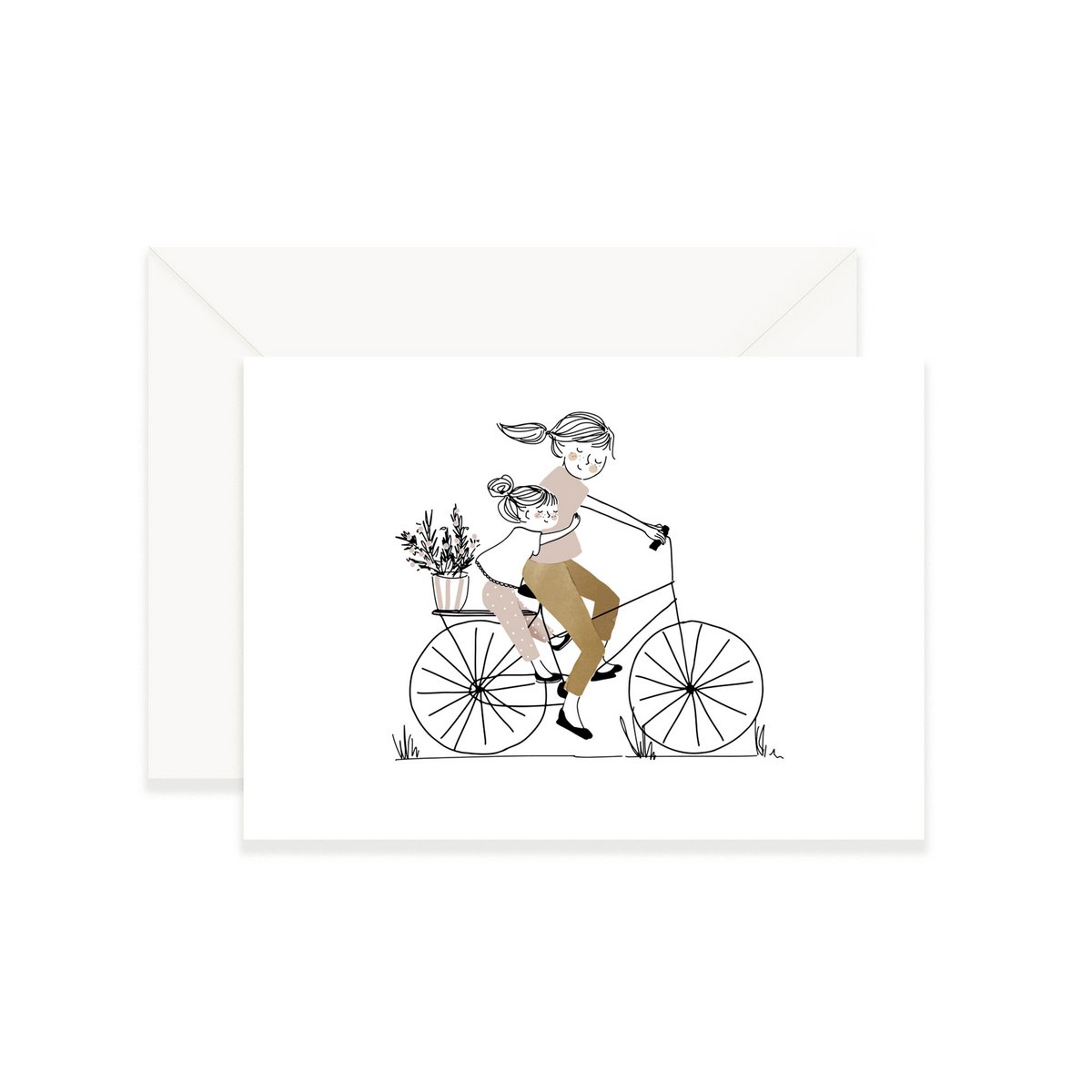 Card Bike Ride Girl - Mama en haar dochter op een fiets