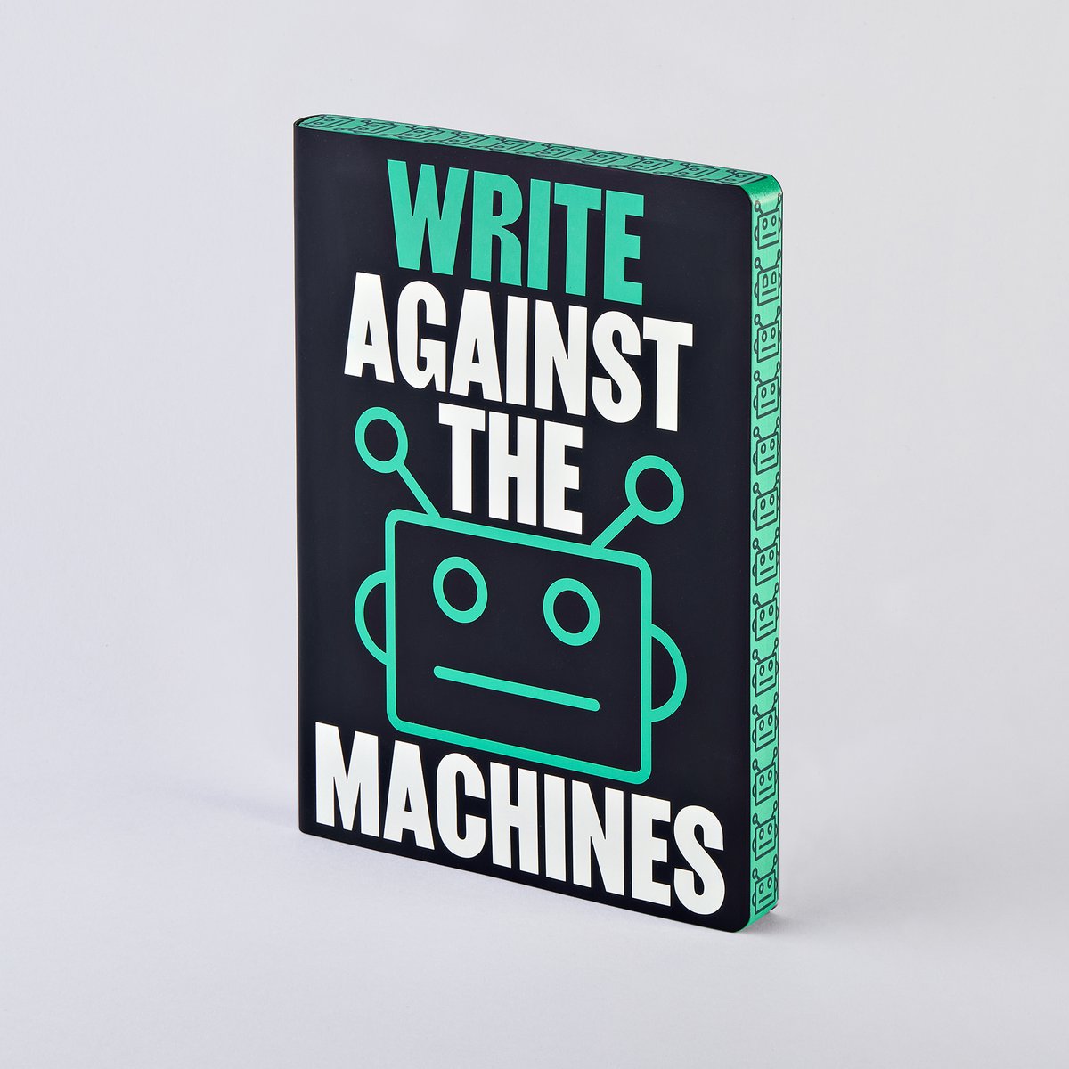 Write Against The Machines - Graphic L | Notebook A5+ | Dotted Journal | 3,5mm dots | 256 numbered pages | 120g Premium-Paper | recycled  leather | sustainably produced in Germany 