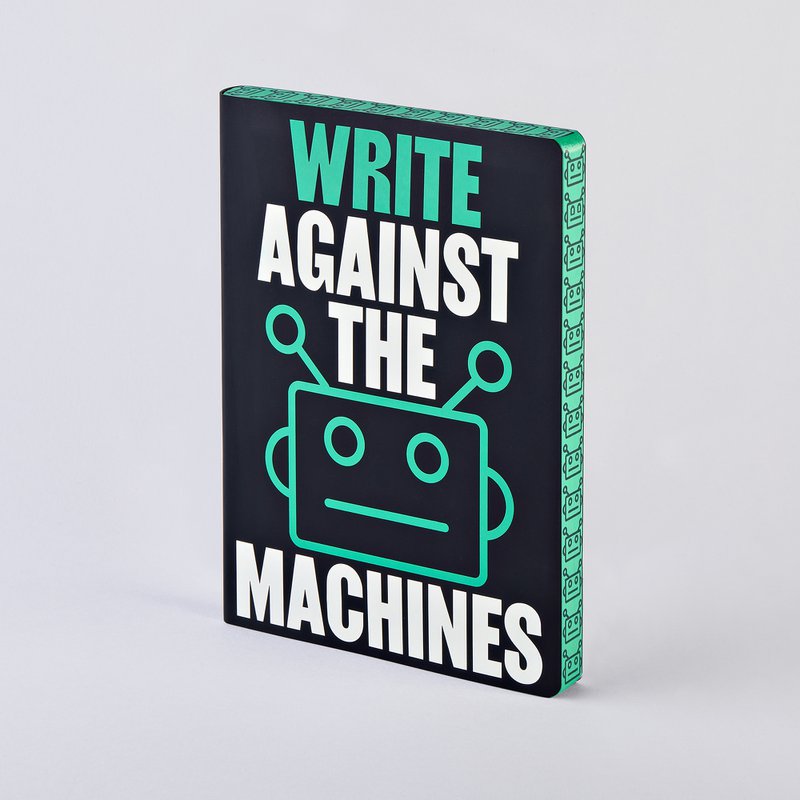 Write Against The Machines - Graphic L | Notesbog A5+ | Stiplet Journal | 3,5 mm prikker | 256 nummererede sider | 120g Premium-papir | genbrugslæder | bæredygtigt produceret i Tyskland