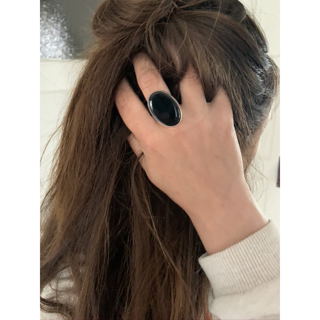 Silberring 20x30mm Onyx