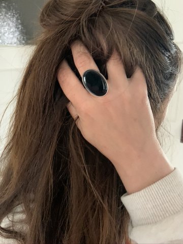 Silberring 20x30mm Onyx