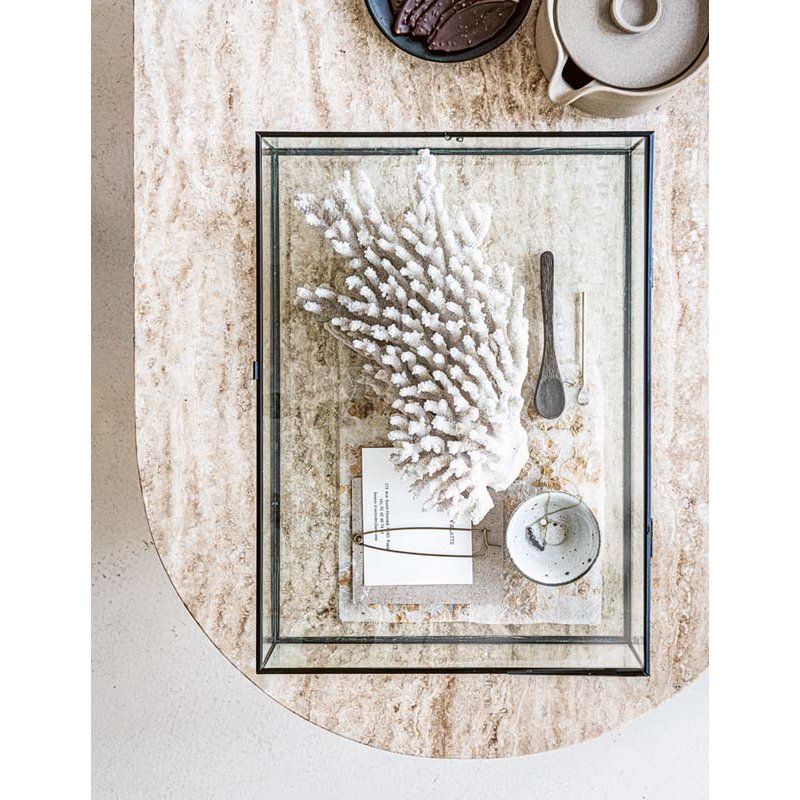 Storage Box Glass with Metal Black Frame 21x33x9cm