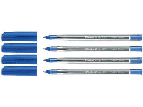 Ballpoint pen Schneider Tops 505M blue blister, 4 pcs.
