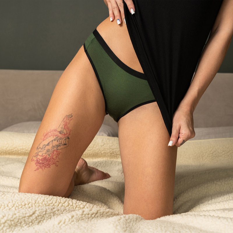 Damen-Bikinihose Merino 160 Dunkelgrün
