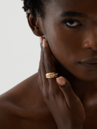 Romane - Wide Crystal Plain Gold Band