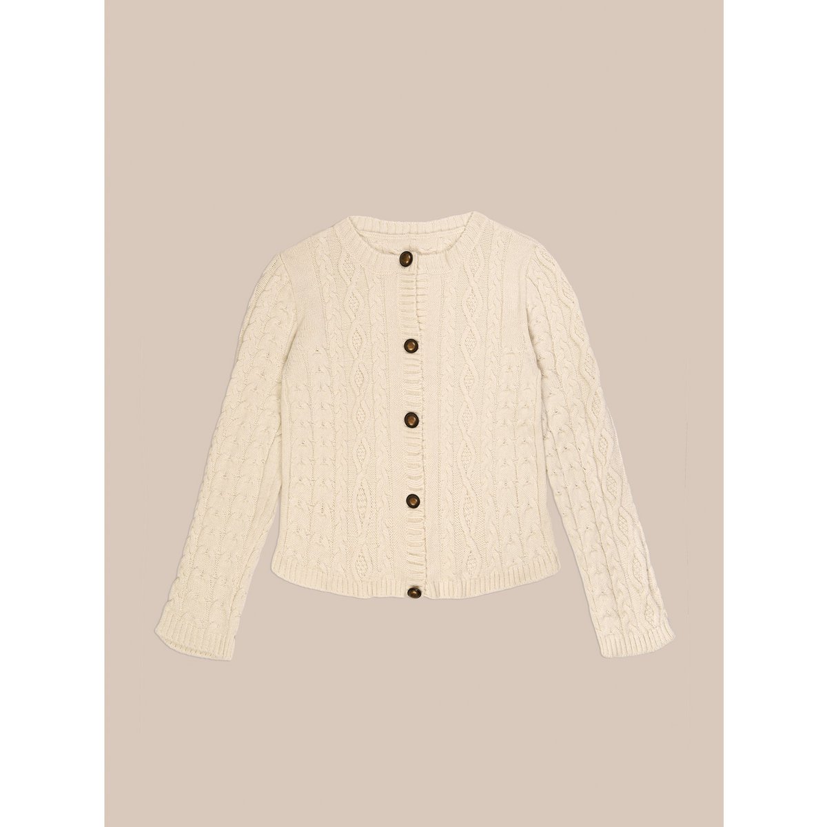 Cardigan bianco lavorato a maglia nuda