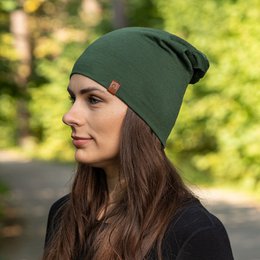Women's Merino Beanie Hat Dark Green