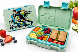 Children's lunch box with compartments - footballer mint | JENARD®